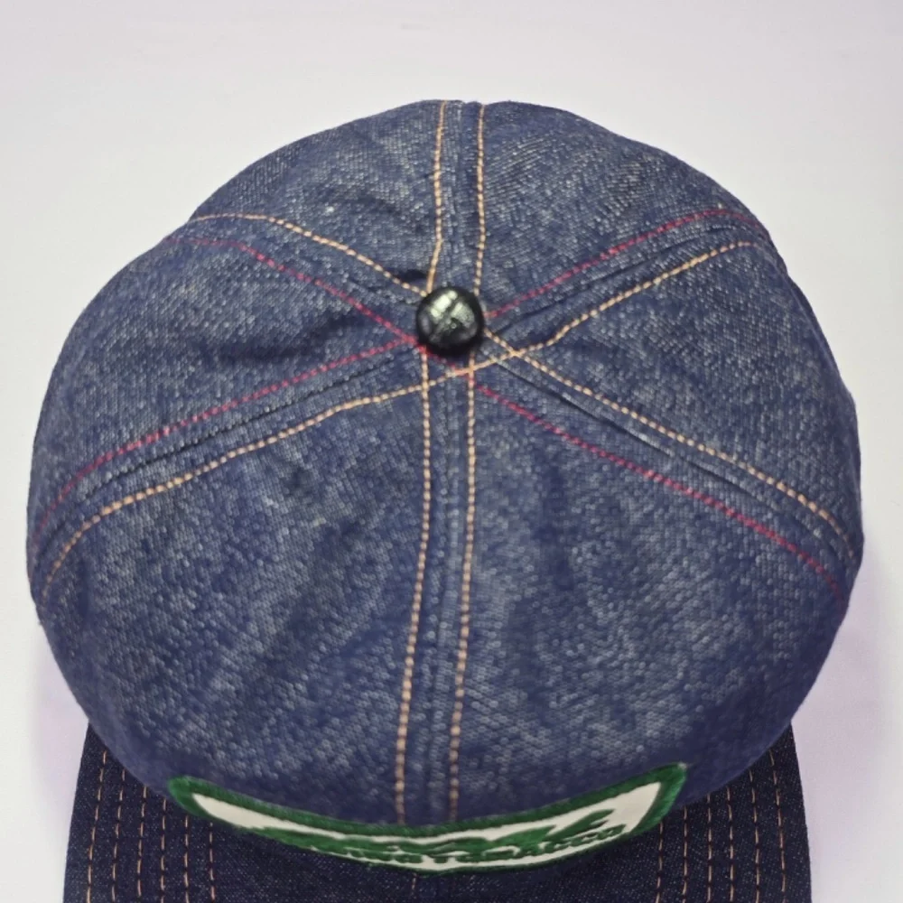 RARE Vintage 90s Skoal Chewing Tobacco Denim Snapback Hat Multi Color Stitch
